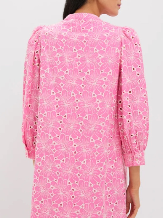 NWT Pomander Place Pink Floral Eyelet Samantha Dress S - Picture 2 of 3